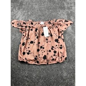 Sienna Sky Brown Elastic Off Shoulder Ruffled Sleeveless Top Womens Size L NEW